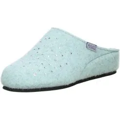 Tofee Damen Hausschuhe Pantoffeln Naturwollfilz (Glitzersteine) Türkis