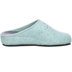 Tofee Damen Hausschuhe Pantoffeln Naturwollfilz (Glitzersteine) Türkis -Schuhladen 10002168 06