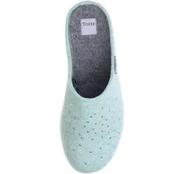Tofee Damen Hausschuhe Pantoffeln Naturwollfilz (Glitzersteine) Türkis -Schuhladen 10002168 07