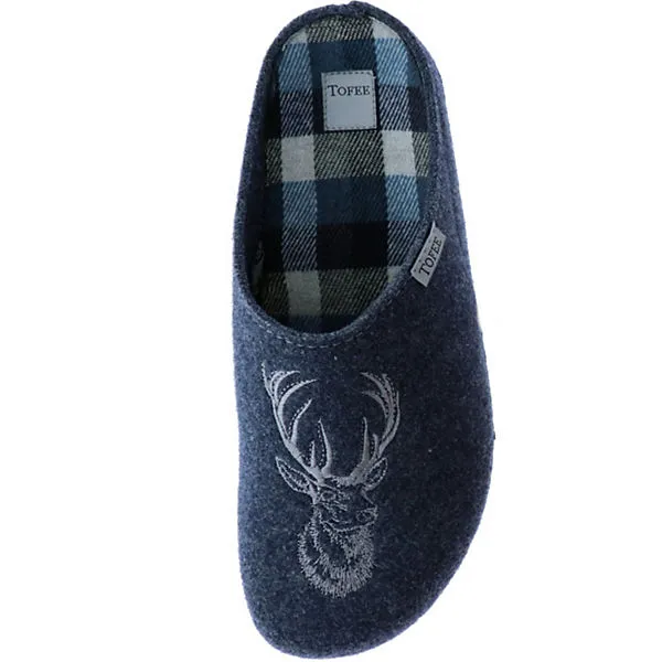 Tofee Herren Hausschuhe (Hirschkopf) Blau - Blau 7 Tofee Herren Hausschuhe (Hirschkopf) Blau - Blau – Bild 7