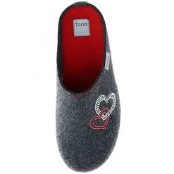 Tofee Damen Hausschuhe Pantoffeln Pantoletten Naturwollfilz (Herzen) Anthrazit - Anthrazit -Schuhladen 17396861 07