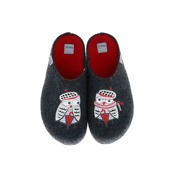 Tofee Damen Hausschuhe Pantoffeln Pantoletten Naturwollfilz (Eule) Anthrazit - Anthrazit 7 Tofee Damen Hausschuhe Pantoffeln Pantoletten Naturwollfilz (Eule) Anthrazit - Anthrazit – Bild 7