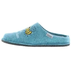 Tofee Damen Hausschuhe Slipper Pantoffeln Pantoletten Naturwollfilz (ohne Biene Kein Blümchen) Türkis - Türkis -Schuhladen 17396867 05