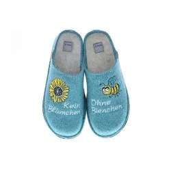 Tofee Damen Hausschuhe Slipper Pantoffeln Pantoletten Naturwollfilz (ohne Biene Kein Blümchen) Türkis - Türkis -Schuhladen 17396867 07