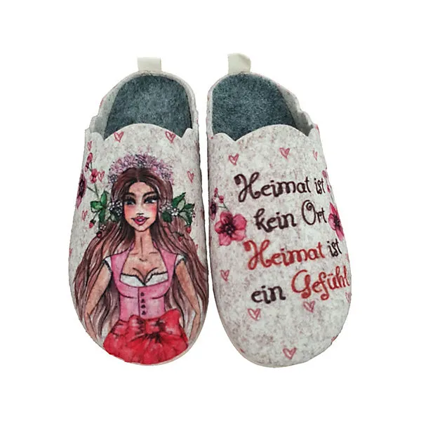 XAVER LUIS Hausschuhe GABRIELA - Filzhausschuhe Mit Modischem Dirndl-Druck Hüttenschuhe 1 XAVER LUIS Hausschuhe GABRIELA - Filzhausschuhe Mit Modischem Dirndl-Druck Hüttenschuhe