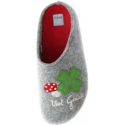 Tofee Damen Hausschuhe Pantoffeln Pantoletten Naturwollfilz (Viel Glück) Grau - Grau -Schuhladen 22775860 07