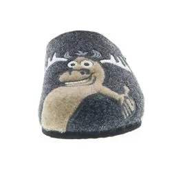 Tofee Herren Hausschuhe Pantoffeln Pantoletten Slipper Naturwollfilz (Elch Daumen Hoch) Anthrazit - Anthrazit -Schuhladen 23336911 04