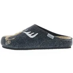 Tofee Herren Hausschuhe Pantoffeln Pantoletten Slipper Naturwollfilz (Elch Daumen Hoch) Anthrazit - Anthrazit -Schuhladen 23336911 05