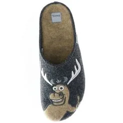 Tofee Herren Hausschuhe Pantoffeln Pantoletten Slipper Naturwollfilz (Elch Daumen Hoch) Anthrazit - Anthrazit -Schuhladen 23336911 07