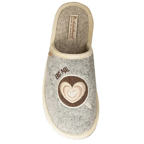 Adelheid Erst Mal Kaffee Filzpantoffel - Grau 3 Adelheid Erst Mal Kaffee Filzpantoffel - Grau – Bild 3
