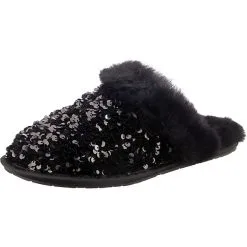 Schuhladen 39 Ugg W Scuffette Ii Chunky Sequin Lammfell-Hausschuhe - Schwarz