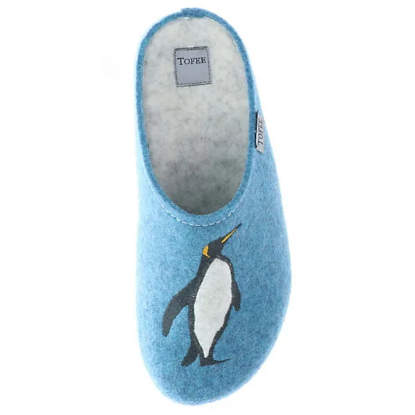 Tofee Damen Hausschuhe Pantoffeln Pantoletten Slipper Naturwollfilz (Pinguin) Blau - Blau 7 Tofee Damen Hausschuhe Pantoffeln Pantoletten Slipper Naturwollfilz (Pinguin) Blau - Blau – Bild 7