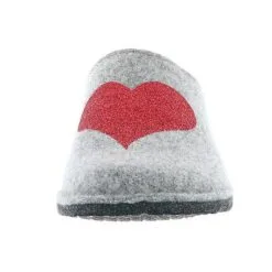 Tofee Damen Hausschuhe Pantoffeln Pantoletten Slipper Naturwollfilz Glitzer (Herz) Grau - Grau -Schuhladen 27714087 04