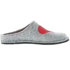 Tofee Damen Hausschuhe Pantoffeln Pantoletten Slipper Naturwollfilz Glitzer (Herz) Grau - Grau -Schuhladen 27714087 06