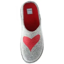 Tofee Damen Hausschuhe Pantoffeln Pantoletten Slipper Naturwollfilz Glitzer (Herz) Grau - Grau -Schuhladen 27714087 07
