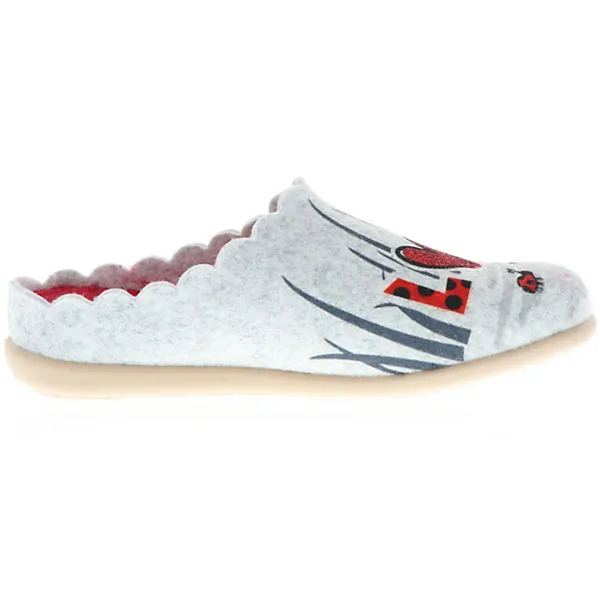 Cosero Damen Hausschuhe Pantoletten Pantoffeln Marienkäfer Love Grau/rot/mehrfarbig - Grau 6 Cosero Damen Hausschuhe Pantoletten Pantoffeln Marienkäfer Love Grau/rot/mehrfarbig - Grau – Bild 6