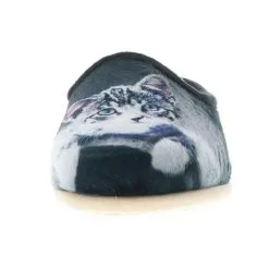 Cosero Damen Hausschuhe Pantoletten Pantoffeln Katze Schwarz/mehrfarbig - Schwarz -Schuhladen 28478908 04