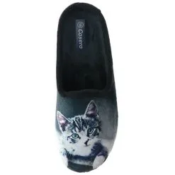 Cosero Damen Hausschuhe Pantoletten Pantoffeln Katze Schwarz/mehrfarbig - Schwarz -Schuhladen 28478908 07