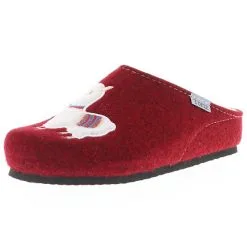 Tofee Damen Hausschuhe Pantoffeln Pantoletten Slipper Naturwollfilz (Alpaka) Rot/bordeauxrot - Rot