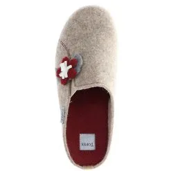 Tofee Damen Hausschuhe Pantoffeln Pantoletten Slipper Naturwollfilz Blume Beige - Beige -Schuhladen 29140471 07