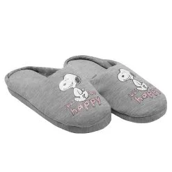United Labels The Peanuts Hausschuhe Und Snoopy - Just Be Happy Puschen Slipper Pantoffeln Hausschuhe - Grau