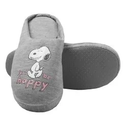 United Labels The Peanuts Hausschuhe Und Snoopy - Just Be Happy Puschen Slipper Pantoffeln Hausschuhe - Grau -Schuhladen 29550185 03