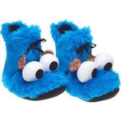 United Labels Sesamstraße Hausschuhe - Krümelmonster 3D Plüsch Booties Stiefel Cookie Monster Hausschuhe - Blau -Schuhladen 30066638 03
