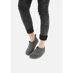 Giesswein Damen Hüttenschuhe Geschlossene Hausschuhe - Grau -Schuhladen 7274302 09