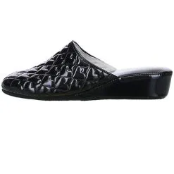 Maria Moda Damen Hausschuhe Pantoffeln Lackoptik Herz Schwarz -Schuhladen 8902011 05