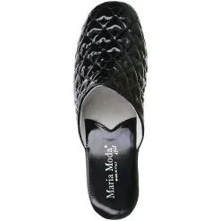 Maria Moda Damen Hausschuhe Pantoffeln Lackoptik Herz Schwarz -Schuhladen 8902011 07